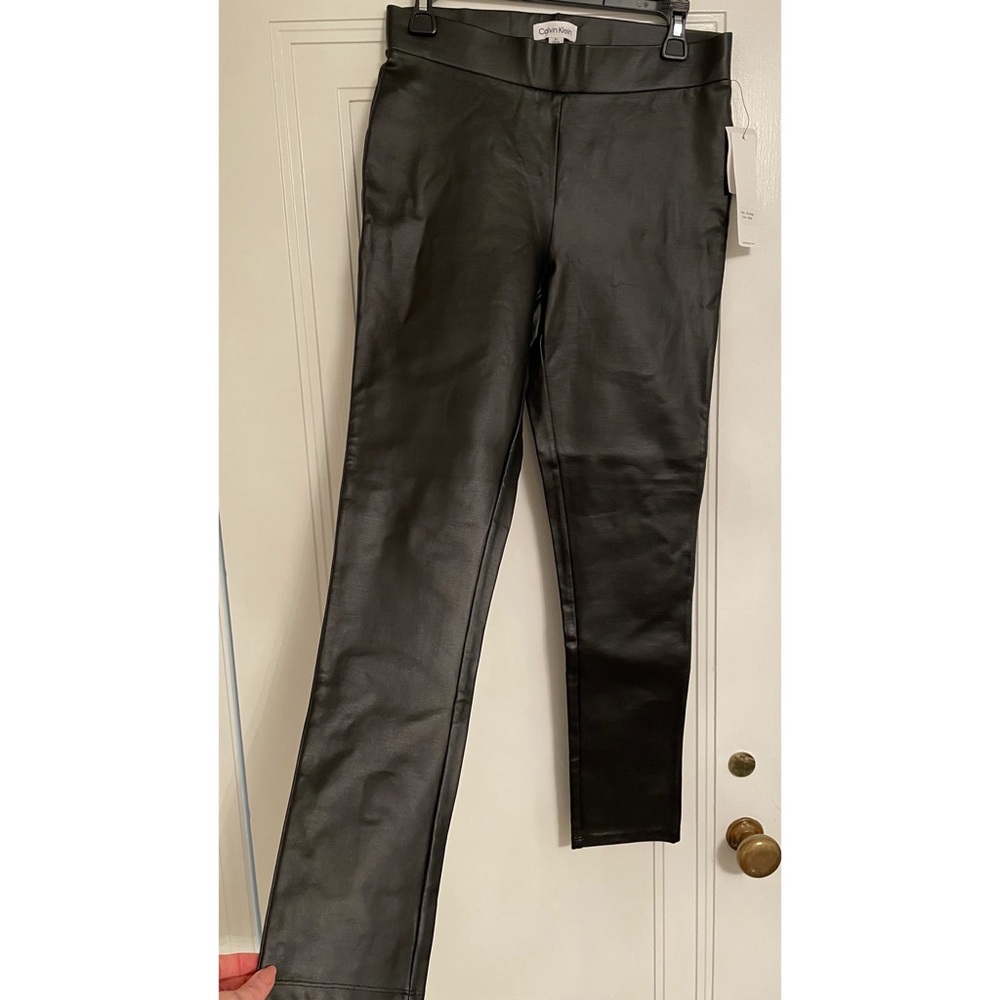 Calvin Klein Black faux leather leggings/pants